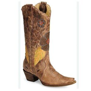 Corral Boots Women's Daisy Overlay Snip Toe Western Boot